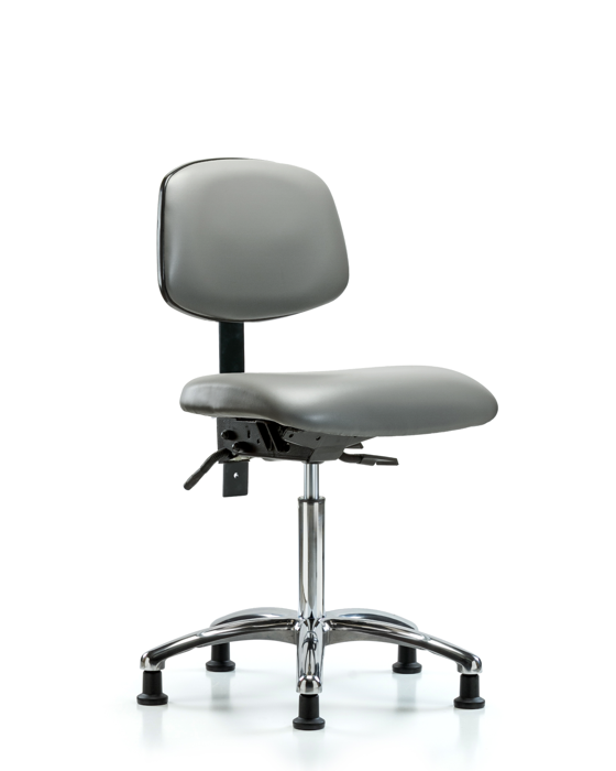 Blue Ridge Ergonomics VMBCH-CR-T0-A0-NF-RG-8840 Rutledge Vinyl Chair Chrome - Medium Bench Height with Stationary Glides in Sterling Supernova™ Vinyl