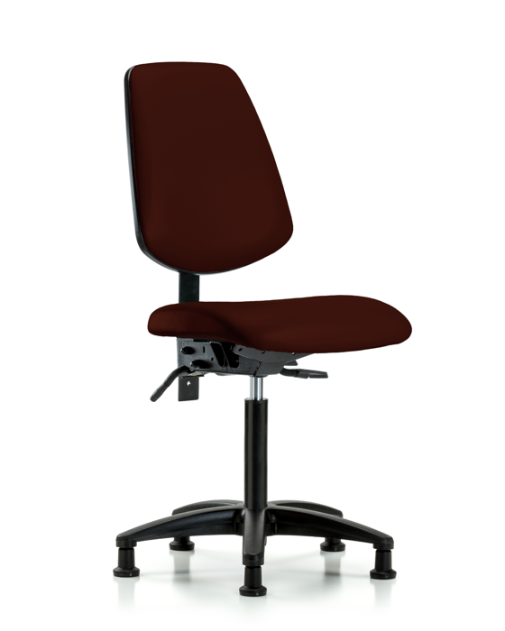 Blue Ridge Ergonomics VMBCH-MB-RG-T0-A0-NF-RG-8569 Rutledge Vinyl Chair - Medium Bench Height with Medium Back & Stationary Glides in Burgundy Trailblazer™ Vinyl