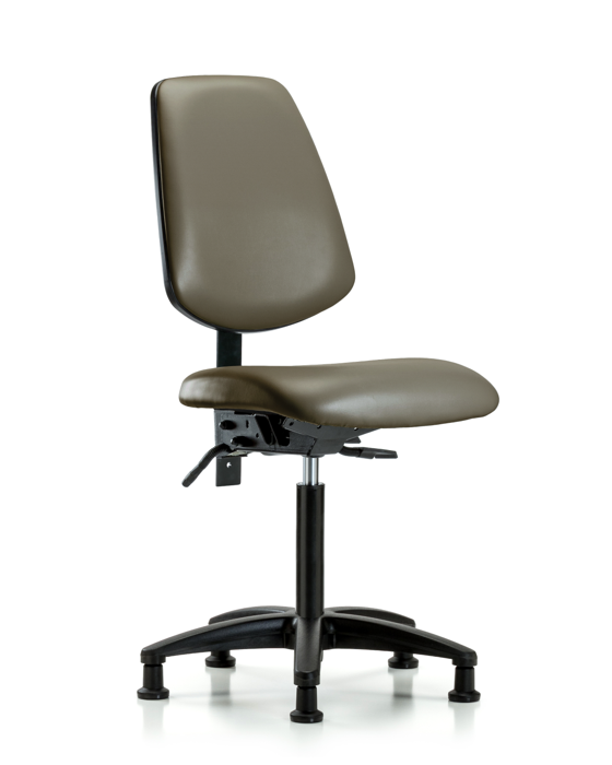 Blue Ridge Ergonomics VMBCH-MB-RG-T0-A0-NF-RG-8809 Rutledge Vinyl Chair - Medium Bench Height with Medium Back & Stationary Glides in Taupe Supernova™ Vinyl