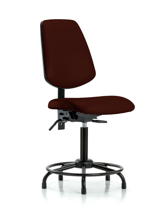 Blue Ridge Ergonomics VMBCH-MB-RT-T0-A0-RG-8569 Rutledge Vinyl Chair - Medium Bench Height with Round Tube Base, Medium Back, & Stationary Glides in Burgundy Trailblazer™ Vinyl