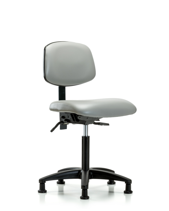 Blue Ridge Ergonomics VMBCH-RG-T0-A0-NF-RG-8567 Rutledge Vinyl Chair - Medium Bench Height with Stationary Glides in Dove Trailblazer™ Vinyl