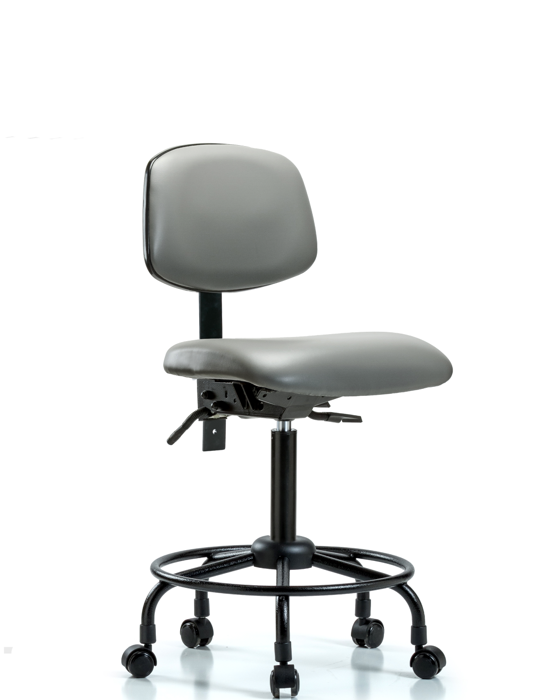 Blue Ridge Ergonomics VMBCH-RT-T0-A0-RC-8840 Rutledge Vinyl Chair - Medium Bench Height with Round Tube Base & Casters in Sterling Supernova™ Vinyl