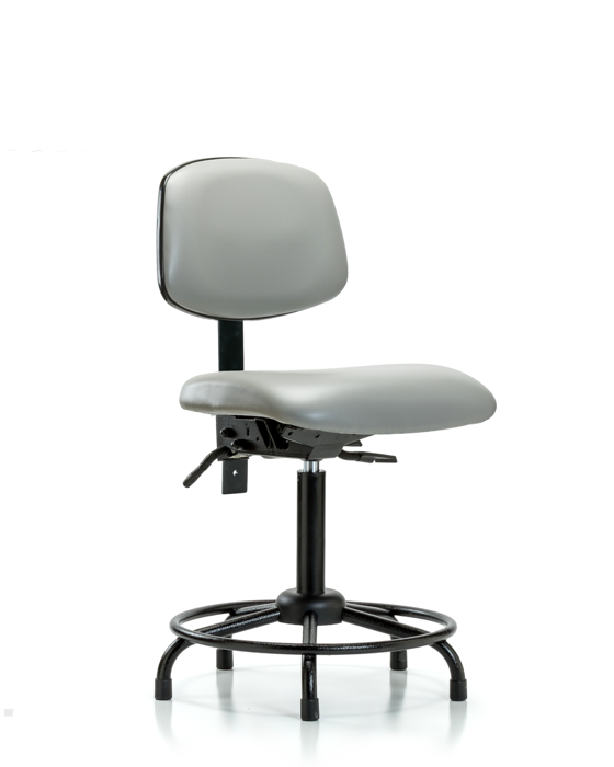Blue Ridge Ergonomics VMBCH-RT-T0-A0-RG-8567 Rutledge Vinyl Chair - Medium Bench Height with Round Tube Base & Stationary Glides in Dove Trailblazer™ Vinyl