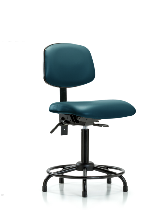 Blue Ridge Ergonomics VMBCH-RT-T1-A0-RG-8801 Rutledge Vinyl Chair - Medium Bench Height with Round Tube Base, Seat Tilt, & Stationary Glides in Marine Blue Supernova™ Vinyl