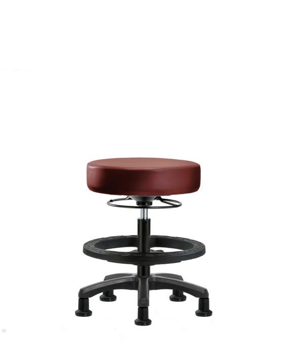 Blue Ridge Ergonomics VMBMS-RG-BF-RG-8815 Vinyl Mini-Stool - Medium Bench Height with Black Foot Ring & Stationary Glides in Borscht Supernova™ Vinyl