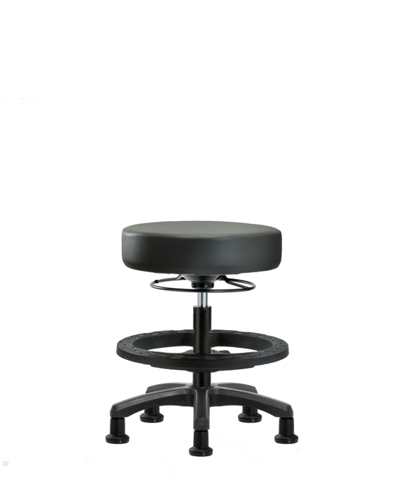 Blue Ridge Ergonomics VMBMS-RG-BF-RG-8823 Vinyl Mini-Stool - Medium Bench Height with Black Foot Ring & Stationary Glides in Carbon Supernova™ Vinyl