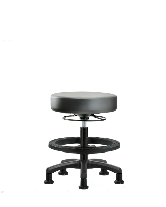 Blue Ridge Ergonomics VMBMS-RG-BF-RG-8840 Vinyl Mini-Stool - Medium Bench Height with Black Foot Ring & Stationary Glides in Sterling Supernova™ Vinyl