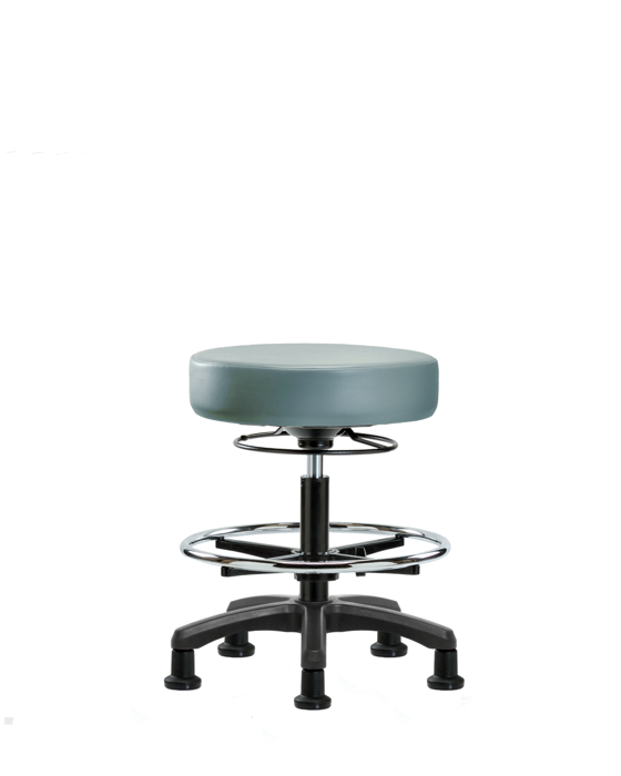 Blue Ridge Ergonomics VMBMS-RG-CF-RG-8822 Vinyl Mini-Stool - Medium Bench Height with Chrome Foot Ring & Stationary Glides in Storm Supernova™ Vinyl