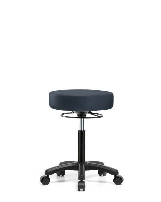 Blue Ridge Ergonomics VMBMS-RG-NF-RC-8582 Vinyl Mini-Stool - Medium Bench Height with Casters in Imperial Blue Trailblazer™ Vinyl