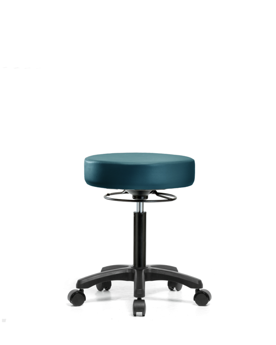 Blue Ridge Ergonomics VMBMS-RG-NF-RC-8801 Vinyl Mini-Stool - Medium Bench Height with Casters in Marine Blue Supernova™ Vinyl