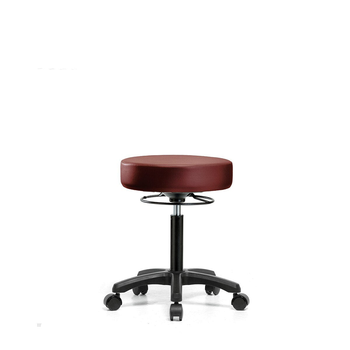 Blue Ridge Ergonomics VMBMS-RG-NF-RC-8815 Vinyl Mini-Stool - Medium Bench Height with Casters in Borscht Supernova™ Vinyl