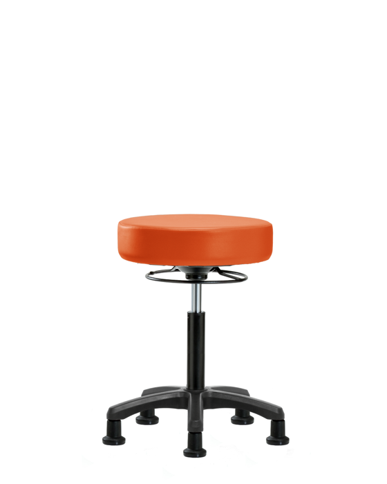 Blue Ridge Ergonomics VMBMS-RG-NF-RG-8613 Vinyl Mini-Stool - Medium Bench Height with Stationary Glides in Orange Kist Trailblazer™ Vinyl