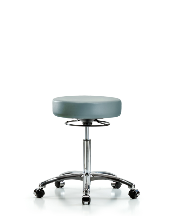 Blue Ridge Ergonomics VMBSO-CR-NF-CC-8822 Rutledge Vinyl Stool without Back Chrome - Medium Bench Height with Casters in Storm Supernova™ Vinyl