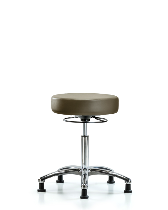 Blue Ridge Ergonomics VMBSO-CR-NF-RG-8809 Rutledge Vinyl Stool without Back Chrome - Medium Bench Height with Stationary Glides in Taupe Supernova™ Vinyl