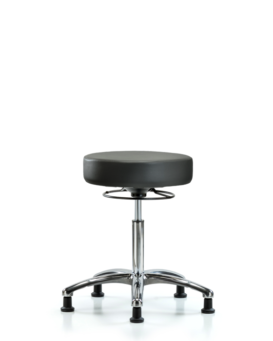 Blue Ridge Ergonomics VMBSO-CR-NF-RG-8823 Rutledge Vinyl Stool without Back Chrome - Medium Bench Height with Stationary Glides in Carbon Supernova™ Vinyl