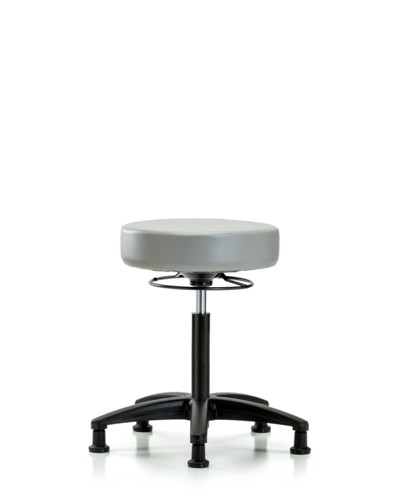 Blue Ridge Ergonomics VMBSO-RG-NF-RG-8567 Rutledge Vinyl Stool without Back - Medium Bench Height with Stationary Glides in Dove Trailblazer™ Vinyl