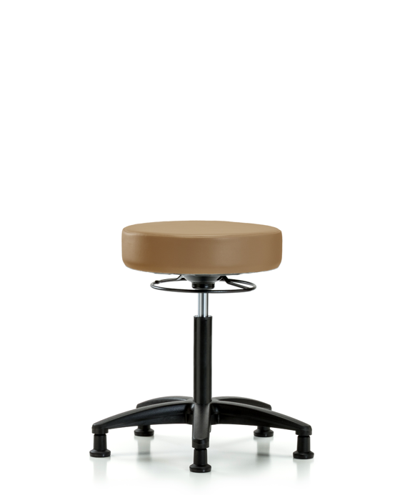 Blue Ridge Ergonomics VMBSO-RG-NF-RG-8584 Rutledge Vinyl Stool without Back - Medium Bench Height with Stationary Glides in Taupe Trailblazer™ Vinyl