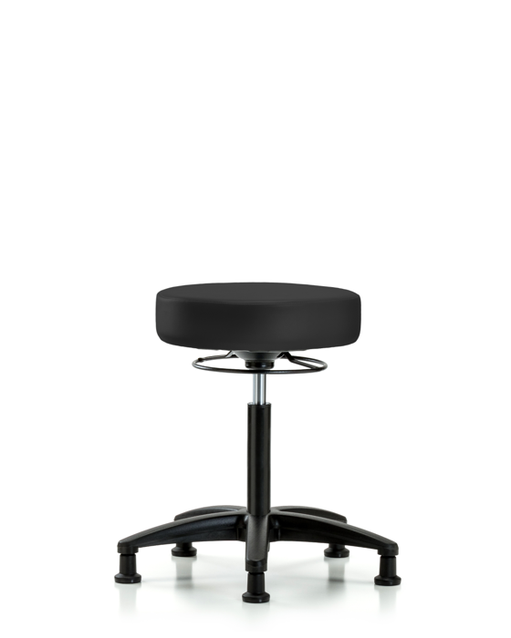 Blue Ridge Ergonomics VMBSO-RG-NF-RG-8605 Rutledge Vinyl Stool without Back - Medium Bench Height with Stationary Glides in Charcoal Trailblazer™ Vinyl