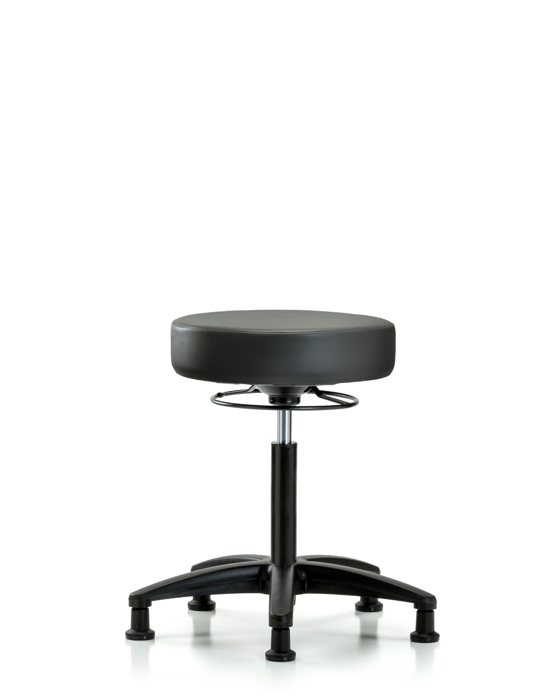 Blue Ridge Ergonomics VMBSO-RG-NF-RG-8823 Rutledge Vinyl Stool without Back - Medium Bench Height with Stationary Glides in Carbon Supernova™ Vinyl