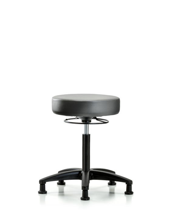 Blue Ridge Ergonomics VMBSO-RG-NF-RG-8840 Rutledge Vinyl Stool without Back - Medium Bench Height with Stationary Glides in Sterling Supernova™ Vinyl