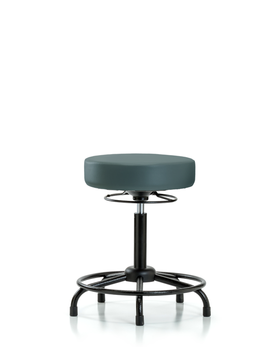 Blue Ridge Ergonomics VMBSO-RT-RG-8546 Rutledge Vinyl Stool without Back - Medium Bench Height with Round Tube Base & Stationary Glides in Colonial Blue Trailblazer™ Vinyl