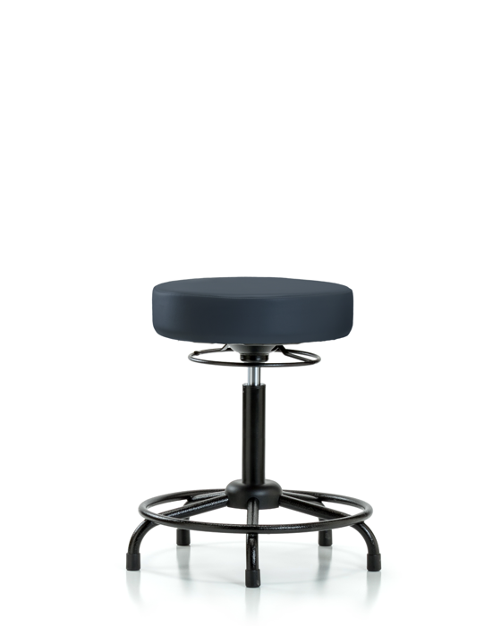 Blue Ridge Ergonomics VMBSO-RT-RG-8582 Rutledge Vinyl Stool without Back - Medium Bench Height with Round Tube Base & Stationary Glides in Imperial Blue Trailblazer™ Vinyl