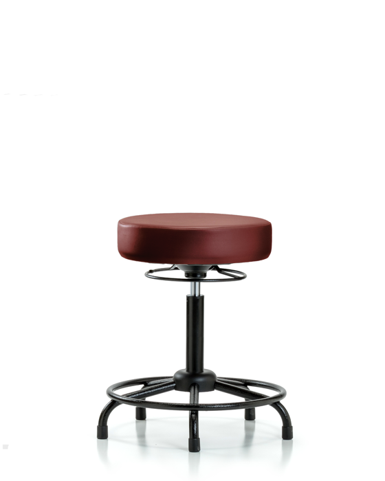 Blue Ridge Ergonomics VMBSO-RT-RG-8815 Rutledge Vinyl Stool without Back - Medium Bench Height with Round Tube Base & Stationary Glides in Borscht Supernova™ Vinyl