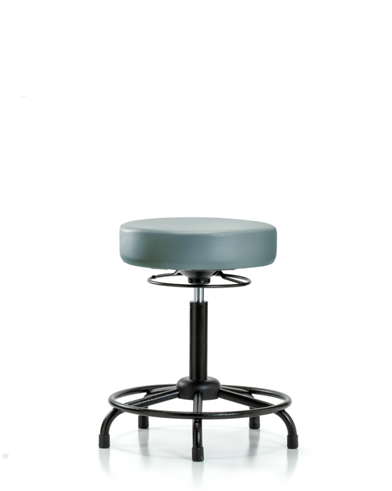 Blue Ridge Ergonomics VMBSO-RT-RG-8822 Rutledge Vinyl Stool without Back - Medium Bench Height with Round Tube Base & Stationary Glides in Storm Supernova™ Vinyl