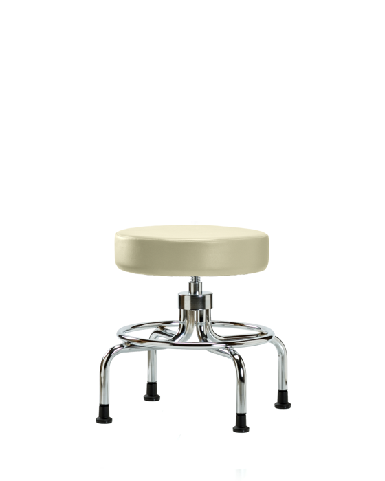 Blue Ridge Ergonomics VSLMD-CR-RG-8501 Vinyl Screw-Lift Stool - Medium Bench Height with Stationary Glides in Adobe White Trailblazer™ Vinyl