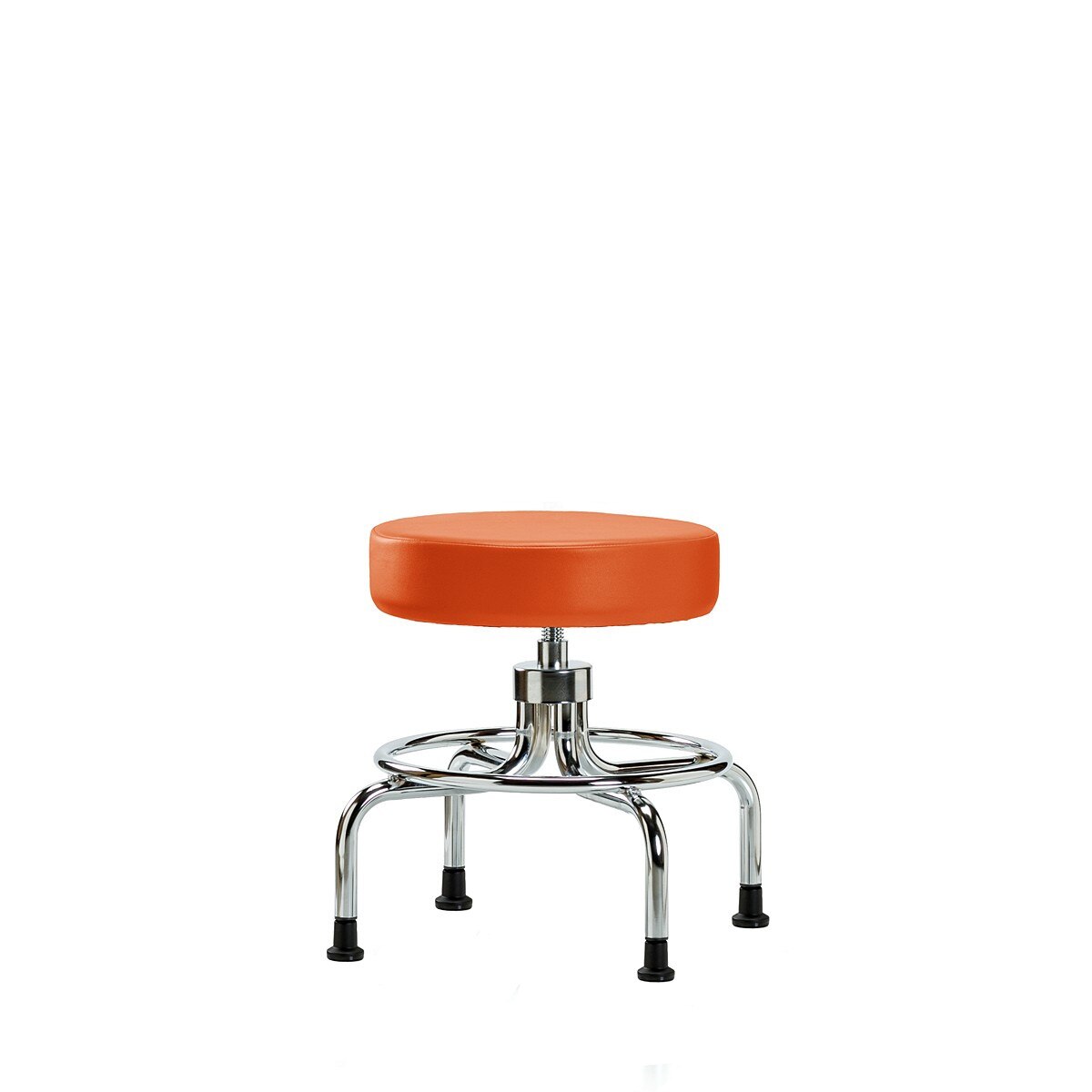 Blue Ridge Ergonomics VSLMD-CR-RG-8613 Vinyl Screw-Lift Stool - Medium Bench Height with Stationary Glides in Orange Kist Trailblazer™ Vinyl