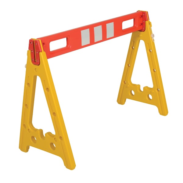 Vestil AFB-44 A-Frame Barricade, 44.5W x 19.5L x 31.75H, Plastic, 31.75 Height, 19.5 Length, 9, Yellow/Orange