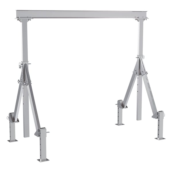 Vestil AHA-2-10-10-ALO Aluminum Adjustable Height Gantry Crane w/Adjustable Leveling Option 10ft. x 10 ft. 2K Silver