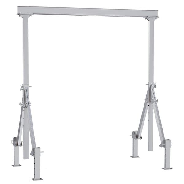 Vestil AHA-2-10-12-ALO Aluminum Adjustable Height Gantry Crane w/Adjustable Leveling Option 10ft. x 12 ft. 2K Silver