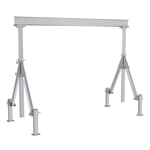 Vestil AHA-2-12-10-ALO Aluminum Adjustable Height Gantry Crane w/Adjustable Leveling Option 12ft. x 10 ft. 2K Silver