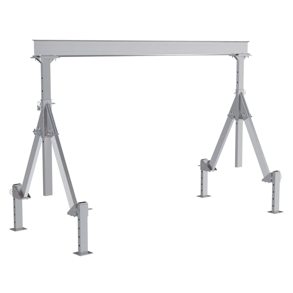Vestil AHA-2-12-8-ALO Aluminum Adjustable Height Gantry Crane w/Adjustable Leveling Option 12ft. x 18 ft. 2K Silver