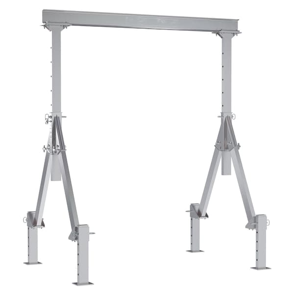Vestil AHA-2-8-8-ALO Aluminum Adjustable Height Gantry Crane w/Adjustable Leveling Option 8 ft. x 8 ft. 2K Silver
