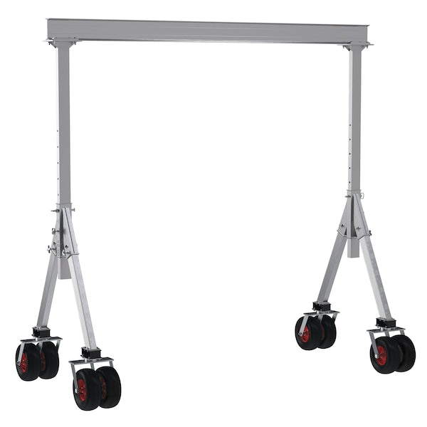 Vestil AHA-4-10-8-PNU Aluminum Adjustable Height Gantry Crane w/Pneumatic Rubber Casters 10 ft. x 8 ft. 4K Silver