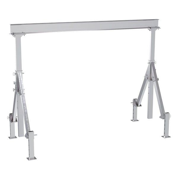 Vestil AHA-4-12-10-ALO Aluminum Adjustable Height Gantry Crane w/Adjustable Leveling Option 12 ft.x 10 ft. 4K Silver