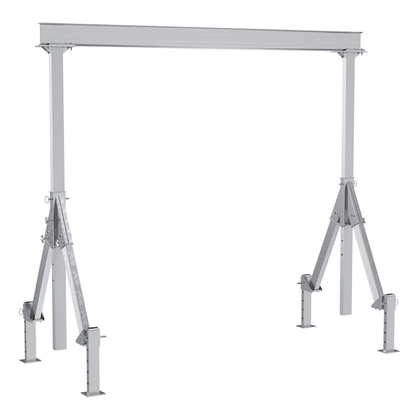 Vestil AHA-4-12-12-ALO Aluminum Adjustable Height Gantry Crane w/Adjustable Leveling Option 12 ft.x 12 ft. 4K Silver