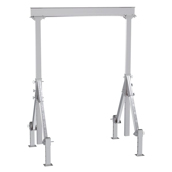 Vestil AHA-4-8-12-ALO Aluminum Adjustable Height Gantry Crane w/Adjustable Leveling Option 8 ft. x 12 ft. 4K Silver
