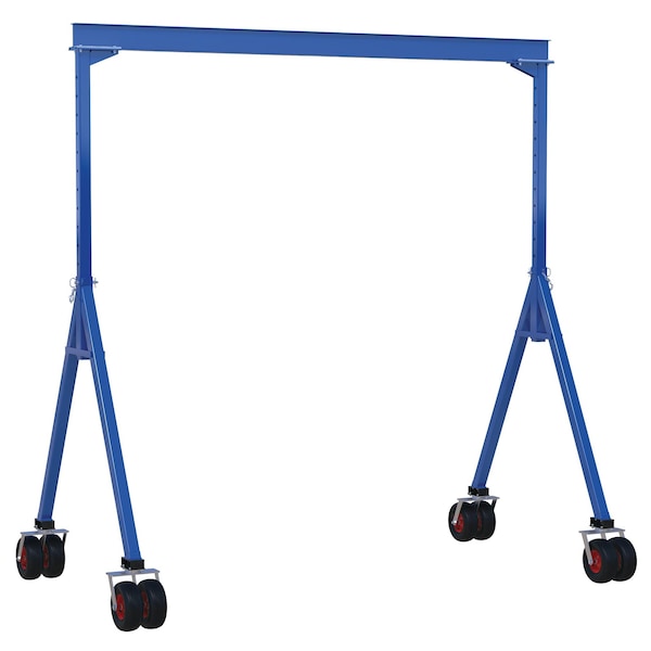 Vestil AHS-4-15-14-PNU Steel Adjustable Height Gantry Crane w/Pneumatic Rubber Casters 15 ft. x 14 ft. 4K Blue