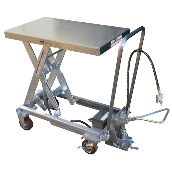 Vestil AIR-1000-PSS Air Hydraulic Steel Cart, 1000 lb. Cap, 19-11/16"W, 32-1/4"L