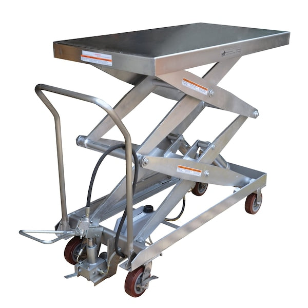Vestil AIR-1500-D-PSS Stainless Steel Air Hydraulic Cart, 1500 lb Capacity