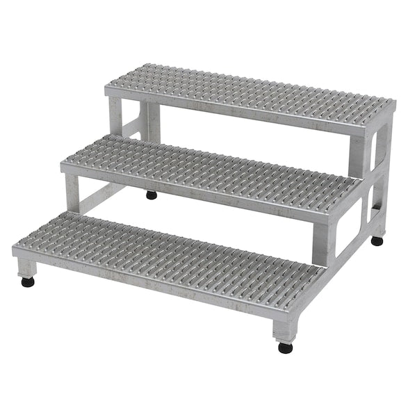 Vestil ASP-36-3-SS Adjustable Step Stand, 3 Step, 36x34", 22.25 Overall Height, Stainless Steel, Silver