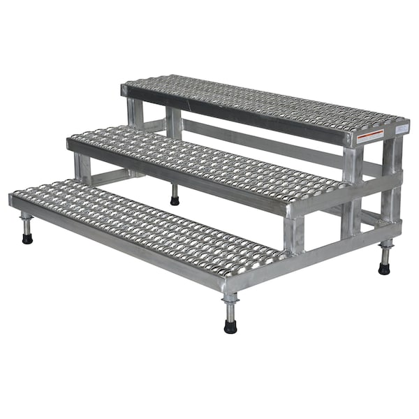 Vestil ASP-48-3-SS Adjustable Step Stand, 3 Step, 48x34", 22.25 Overall Height, Stainless Steel, Silver