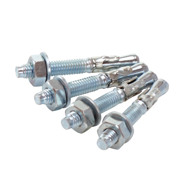 Vestil AS-383-SS-4PK Wedge Anchor, 3/8" Dia., 3" L, 18-8 Stainless Steel 4 PK