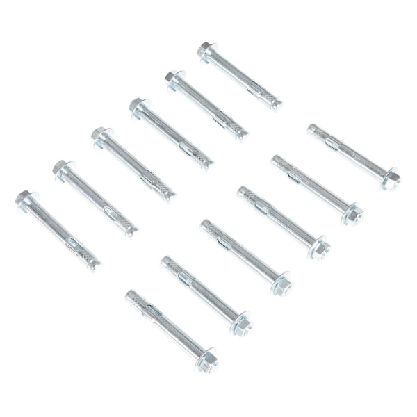 Vestil AS-584-12PK Sleeve Anchor, 5/8" Dia., 4" L, Steel Zinc Plated, 12 PK