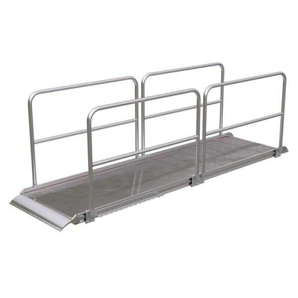 Vestil AWR-38-12A-HR Alum. Walk Ramp w/Rail Overlap, 144 x 38"