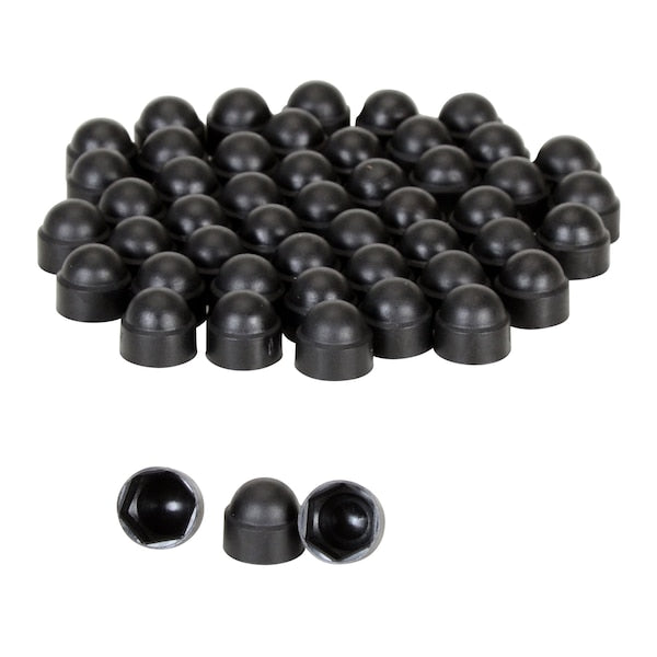 Vestil BC-BK-38-PK Hex Spoke Bolt Cap, 3/8 in Fits Bolt Dia, Black, Plastic Matte, 50 PK