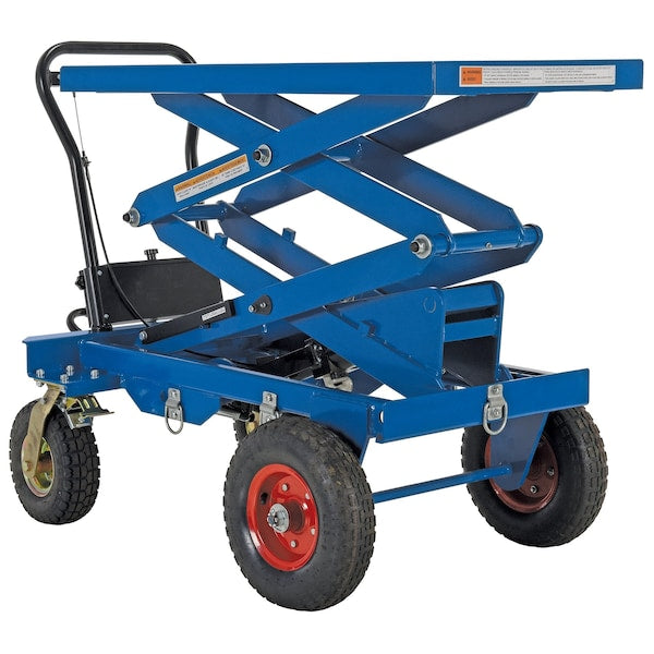 Vestil CART-PN-600-D Pneumatic Tire Cart, Double Scissor, 600lb